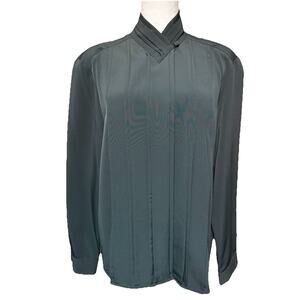 Notations Women's Blouse Sz 16 Button Up Long Sleeves Pinch Pleated Fronted NWT